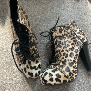Leopard print booties